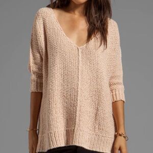 Free People Cozy Cat Pullover‎ Oversized Sweater in Champagne XS